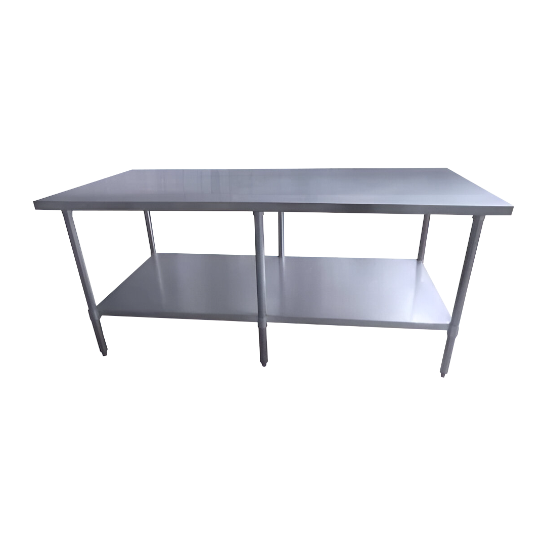 MESON CENTRO ITA WT 20000 4 INOX. 200X60x85 CMS, REPISA Y PATAS EN ACERO GALVANIZADO